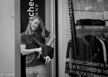 Queen Street Auckland city, black and white photo by Mike Wheelton
